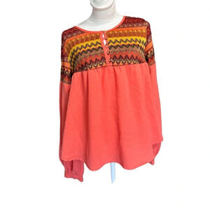 Pure Sugar Shirt Women's Large Top Blouse Pink with embroidery